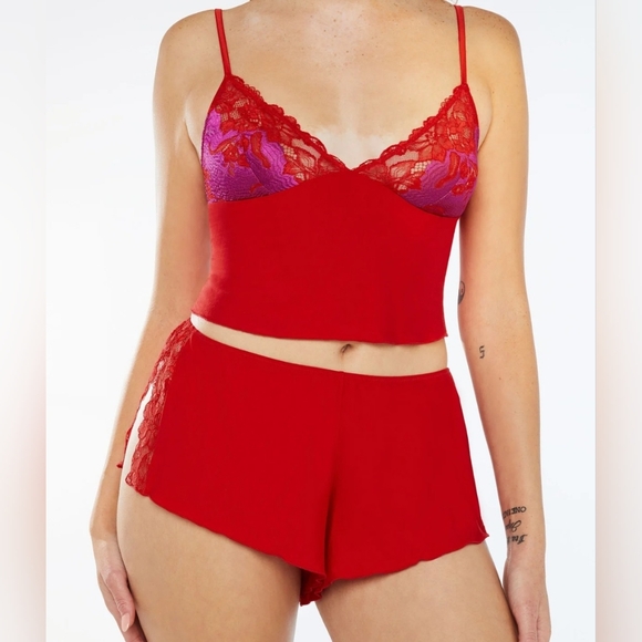 Savage X Fenty Lingerie Pyjama Set in Red - Picture 1 of 10